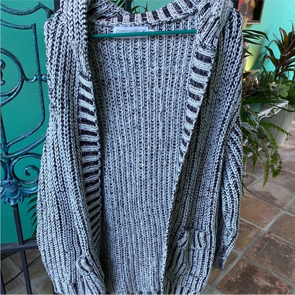 Gypsy Warrior Black and White Knit Cardigan